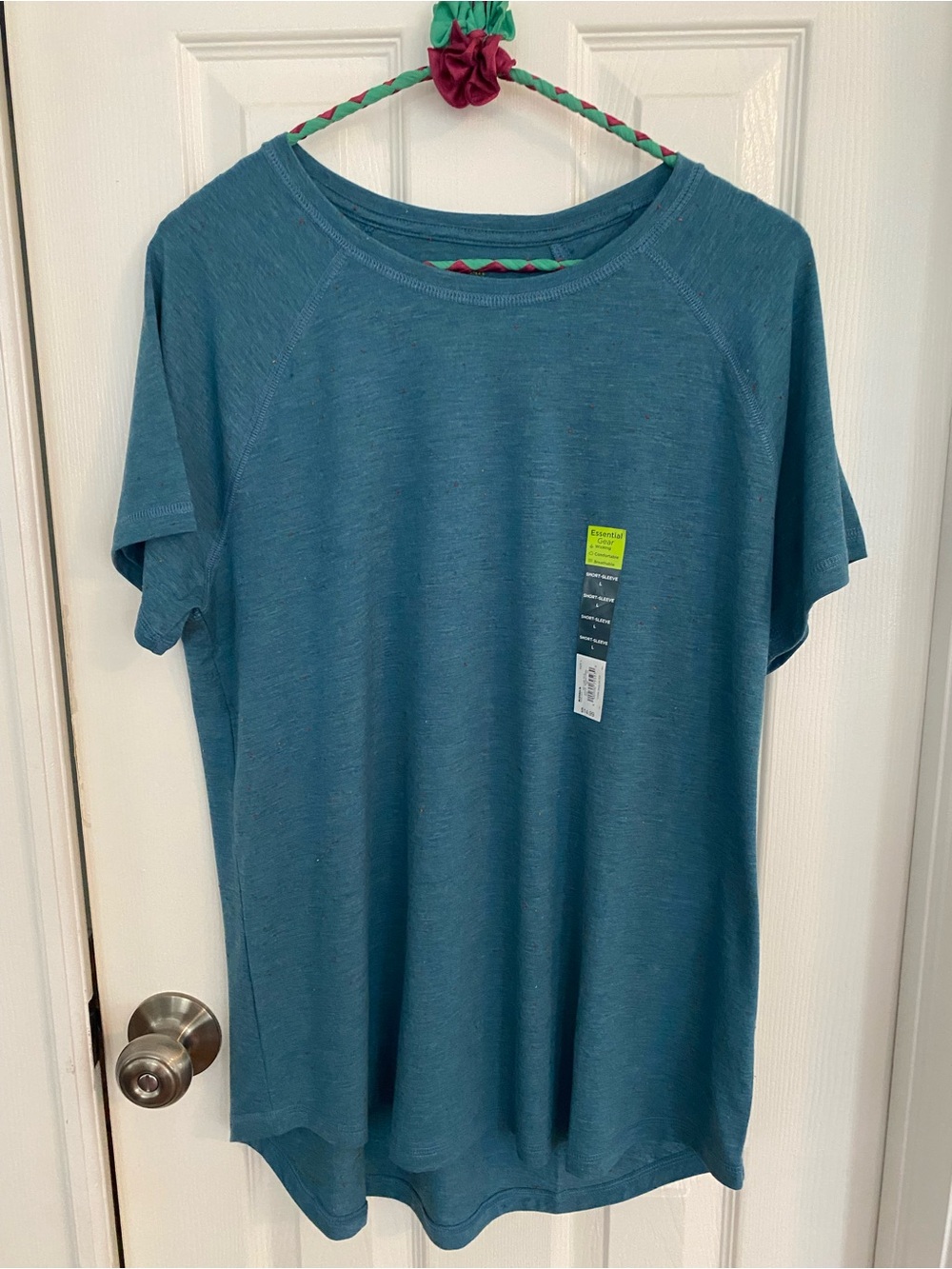 Tek Gear Ladies Casual Short-Sleeve Tee-Heather with tiny colored threads  Large